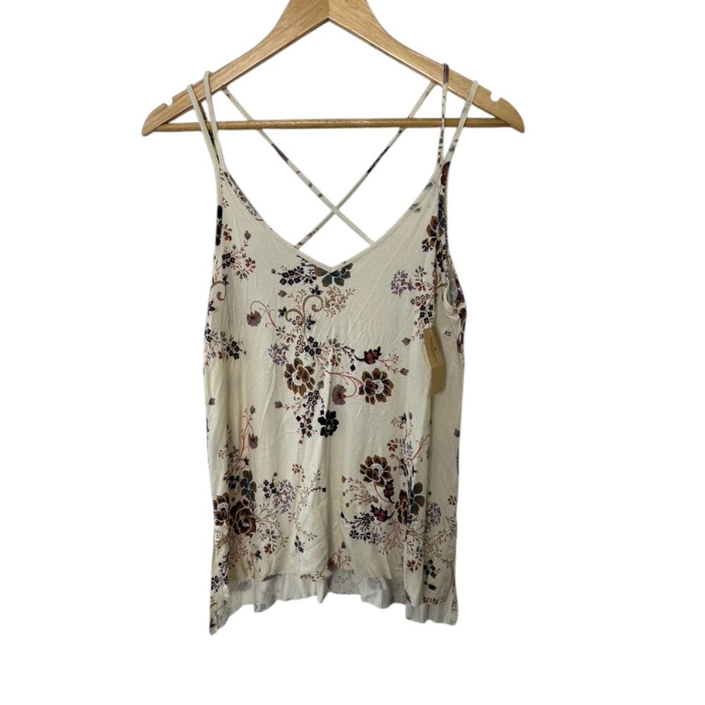 American Eagle Ivory Floral Criss Cross Tank Top  Size XS New